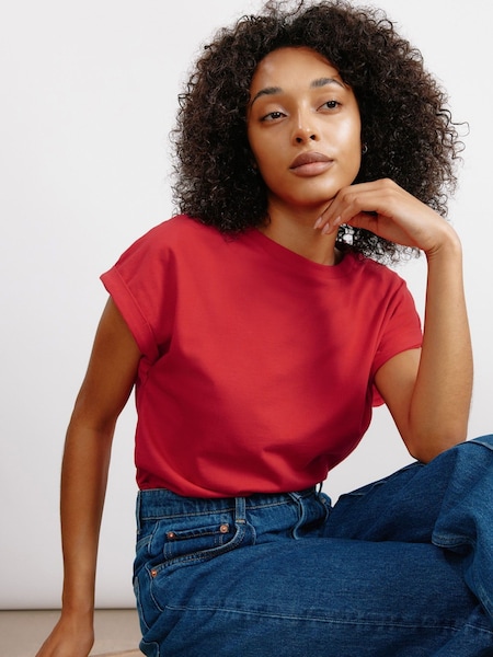 Albaray Red Roll Back 100% Cotton T-Shirt (E74275) | 144 QAR