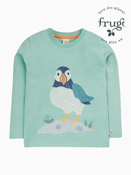 Frugi Green Embroided Puffin T-Shirt (E74318) | €29 - €32