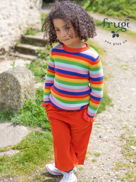 Frugi Girls Blue Retro Striped Knitted Jumper (E74319) | 166 LEI - 177 LEI