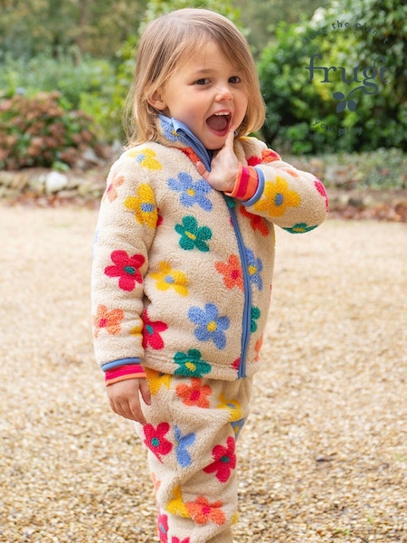 Frugi Orange Fleece Flower Printed Joggers (E74324) | €26 - €28