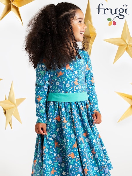Frugi Girl's Blue Forest Skater Dress (E74338) | €45 - €50