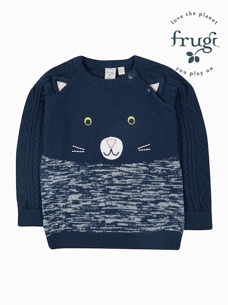 Frugi Blue Cat Knitted Halloween Jumper (E74343) | 2 043 грн - 2 343 грн