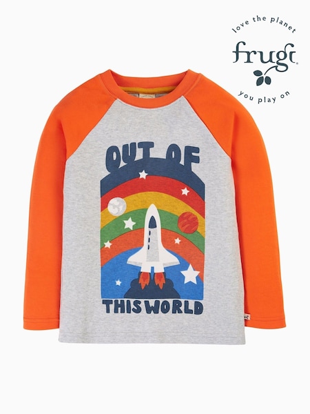 Frugi Grey Space Rocket Raglan Top (E74345) | ‏116 د.إ.‏ - ‏ 128‏ د.إ.