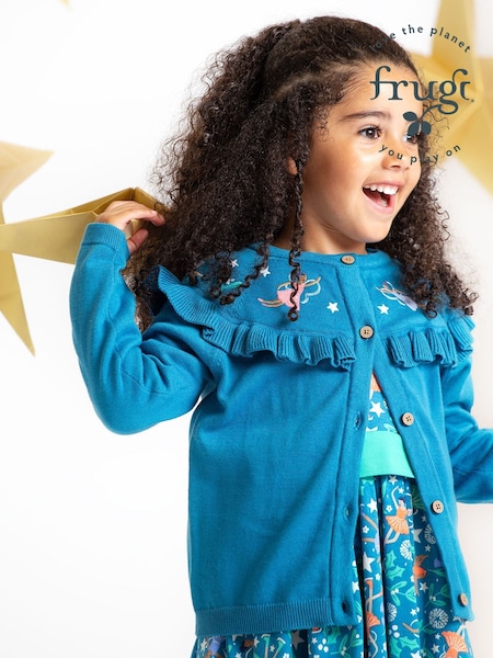 Frugi Blue Romi Ruffle Cardigan (E74346) | €46 - €52
