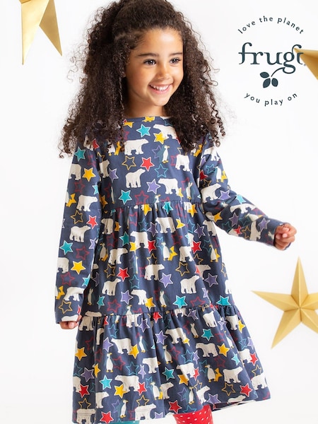 Frugi Blue Polar Bear All Over Print Dress (E74369) | €45 - €48