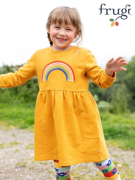 Frugi Girls Yellow Rainbow Dress (E74370) | AED198 - AED221