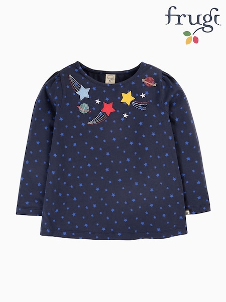 Frugi Girls Blue Star Embroided Top (E74371) | €34 - €37