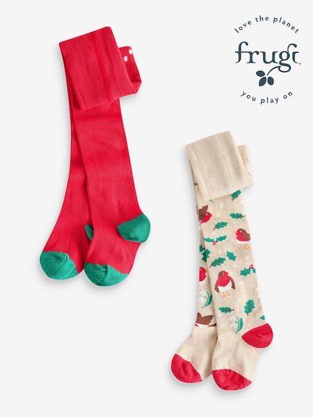 Frugi Red Oatmeal Tights 2 Pack (E74372) | 25 € - 28 €