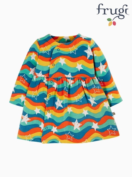 Frugi Blue Wavy Stars Kimono Dress (E74378) | €46 - €49