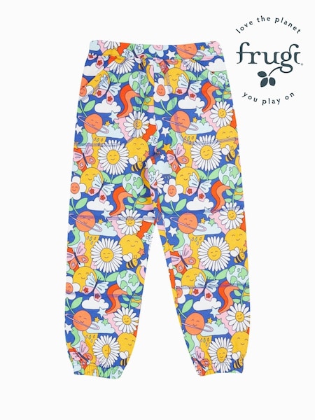 Frugi Blue All Over Flower Print Malpas Joggers (E74383) | €34 - €36
