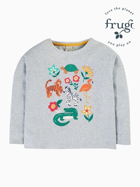 Frugi Girls Grey Animals Applique Top (E74384) | 31 € - 34 €