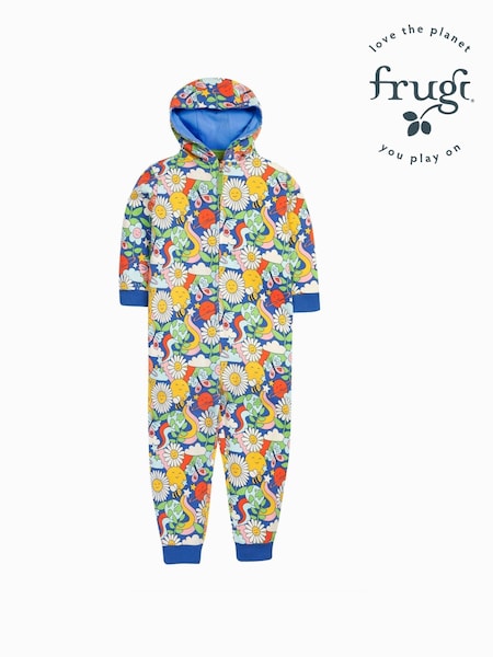 Frugi Girls Blue Flower Print Comfy All-In-One (E74409) | kr685 - kr714