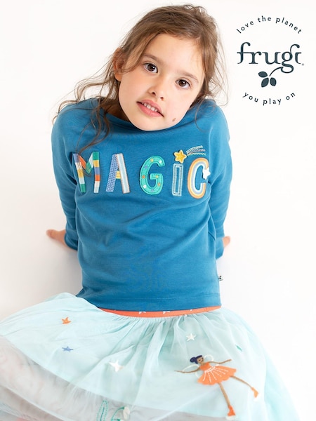 Frugi Girls Blue Applique Top (E74414) | €31 - €34