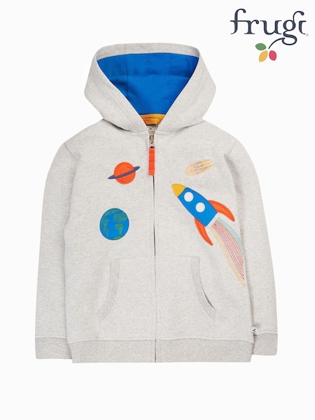 Frugi Boys Grey Space Rocket Marl Hoodie (E74417) | €60 - €66