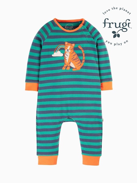 Frugi Green Striped Tiger Rowan Romper (E74430) | 135 LEI - 146 LEI