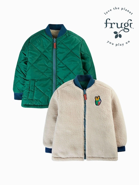 Frugi Green Robin Reversible Quilted Jacket (E74454) | 249 LEI - 270 LEI