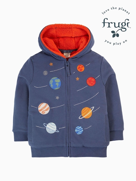 Frugi Blue Space Planets Fleece Lined Hoodie (E74455) | AED128 - AED134
