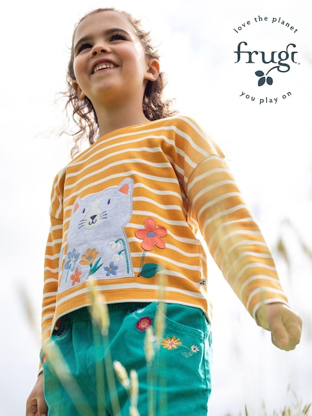 Frugi Yellow Cat Applique Top (E74460) | €38 - €41