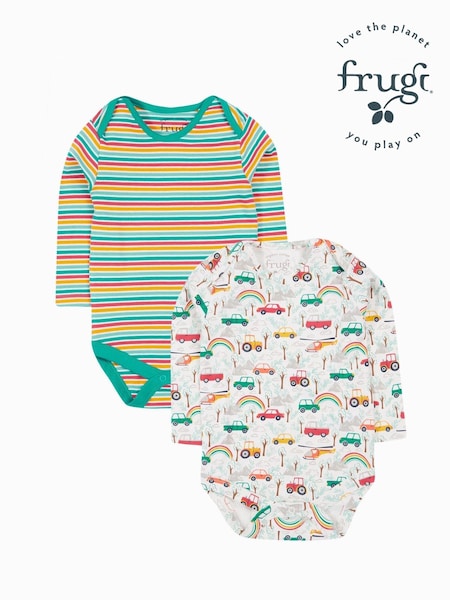 Frugi Green Cars / Striped Bodysuit 2 Pack (E74469) | €22 - €23