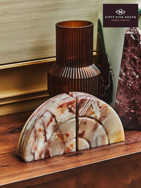Fifty Five South Natural Oleena Set Of 2 Onyx Bookends (E74620) | ₪226
