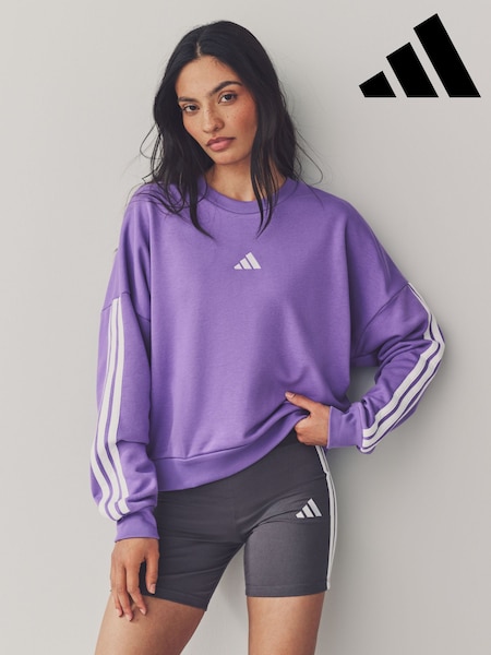 adidas Purple 3-Stripes French Terry Sweatshirt (E74639) | kr543