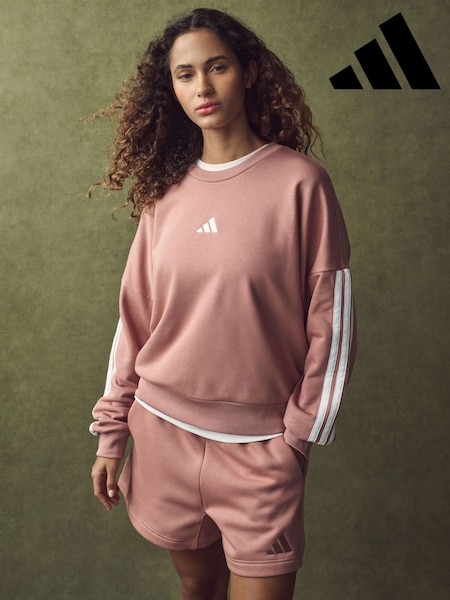 adidas Pink 3-Stripes French Terry Sweatshirt (E74653) | kr543