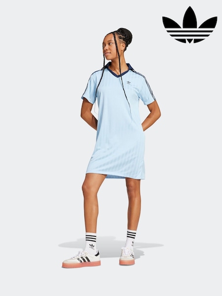 adidas Originals Blue V-Neck Short Sleeve Dress (E74660) | €60