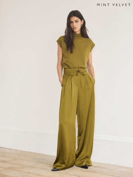 Grün - Mint Velvet Wide-Leg-Hose aus Satin