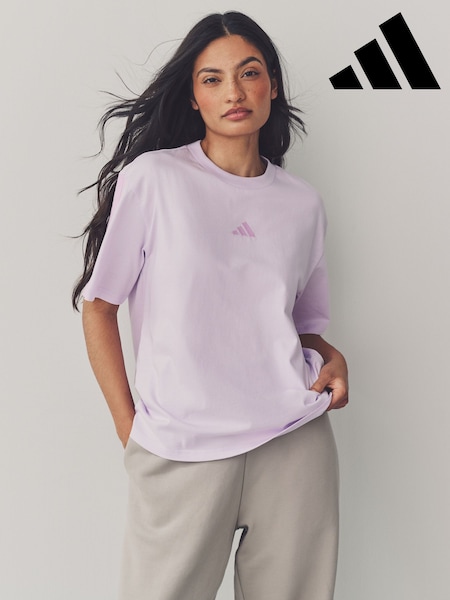 adidas Purple Boyfriend 3-Stripes 100% Cotton T-Shirt (E74768) | €33