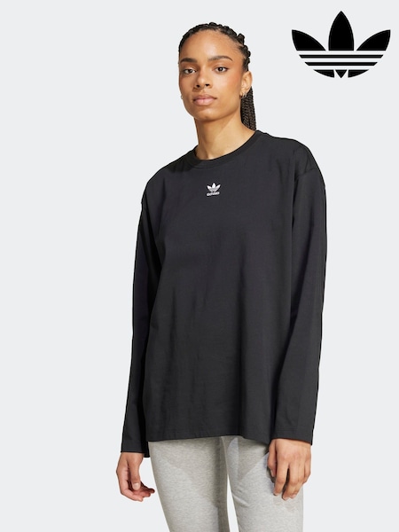 adidas Originals Black Essential Long Sleeve 100% Cotton T-Shirt (E74777) | AED192