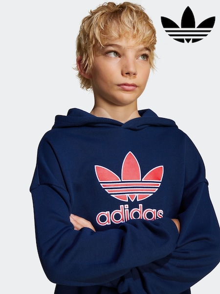 adidas originals Blue Oversized Big Logo 100% Cotton Hoodie (E74837) | €57