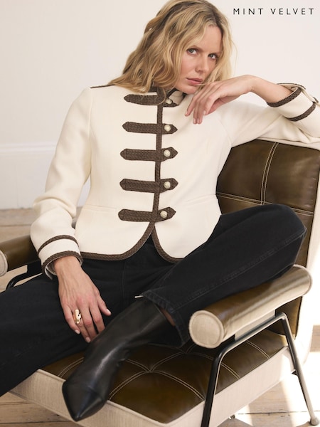 Biały - Mint Velvet Contrast Military Jacket