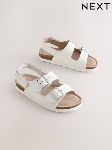 Hvit Lær - Borrelås Strap Corkbed Sandaler (E74927) | kr301 - kr418