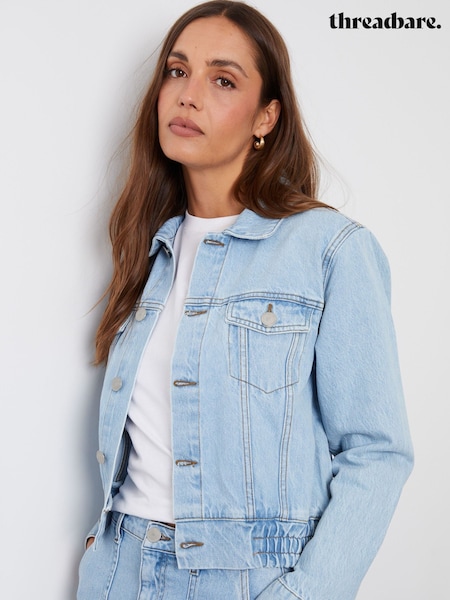 Threadbare Blue Chrome Collared Denim Bomber Jacket (E74945) | $72