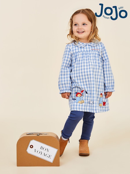 JoJo Maman Bébé Blue Paddington Appliqué Gingham Top & Leggings Set (E74973) | €51
