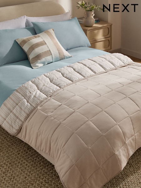 Natural Connie Stripe Reversible Bedspread (E74981) | €48 - €86