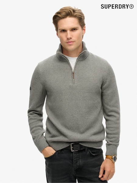 Superdry Grey 100% Cotton Classics Knit Henley Jumper (E75025) | R$ 590