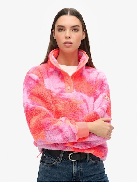 Superdry Pink Pink Supersoft Printed Henley 100% Cotton Sweatshirt (E75034) | €50