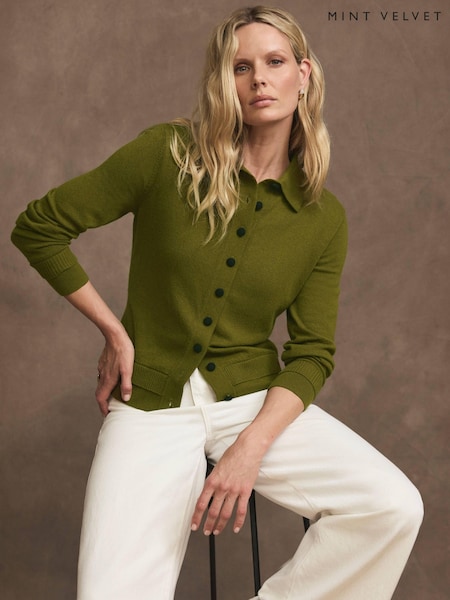 Green - Cotton Blend Cardigan