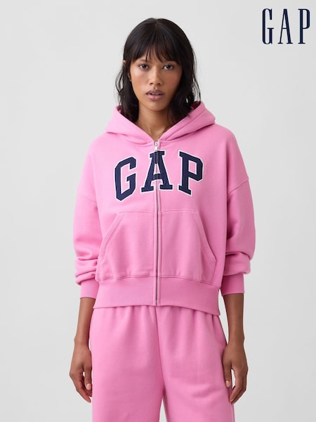 Gaiši rozā - Gap Vintage Soft Oversized Logo Zip-up Hoodie