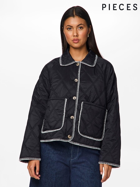 PIECES Black Contrast Stitch Detail Jacket (E75140) | €42