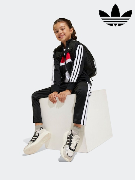 adidas Black/Red Essentials Tiberio 3-Stripes Kids Tracksuit (E75150) | R$ 345