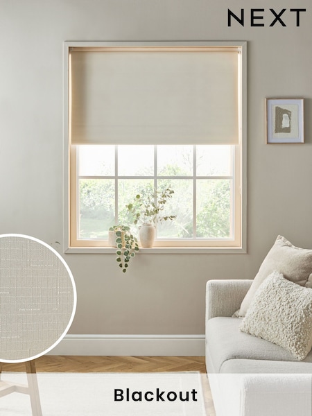 Light Natural Ready Made Textured Roller Blackout Blind (E75207) | €26 - €58
