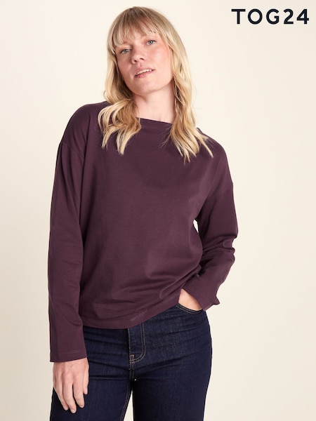 Purple - Tog 24 Ivy Supersoft Cotton Boat Neck T-shirt