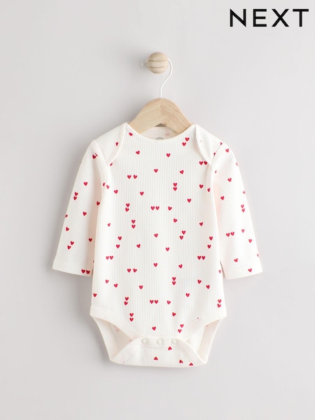 Cream Sydän - Valentines Long Sleeve Baby 100% Cotton Bodysuit (E75215) | €8 - €9