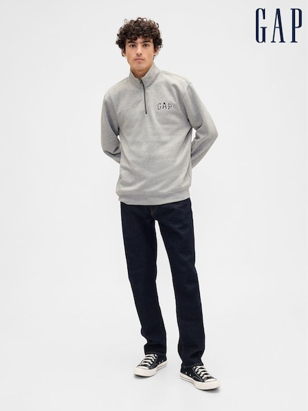 Grey - Regular Gap Relaxed Logo Quarter-zip Sweatshirt