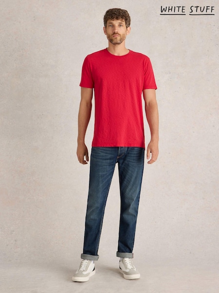 White Stuff Red 100% Cotton Abersoch Short Sleeve T-Shirt (E75393) | €17