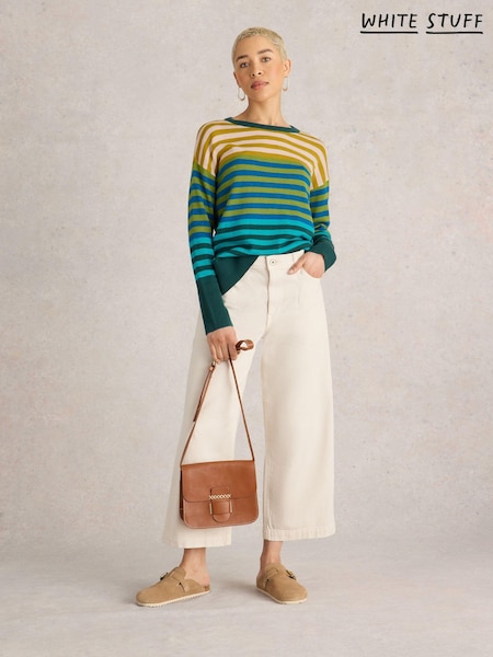 White Stuff Green Olive Stripe Jumper (E75420) | kr867