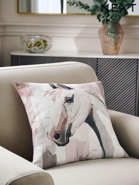 Natural Painted Horse Cushion (E75566) | AED32