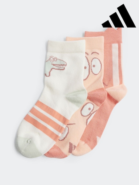 Orange/Weiß - adidas Little Kids Adiraptor Crew Socks 3 Pack (E75640) | 14 €